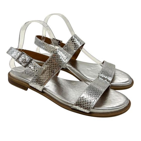 Franco Sarto Shoes - Franco Sarto Velocity Silver Snakeskin Comfort Flat Sandals Women’s 10